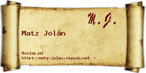 Matz Jolán névjegykártya