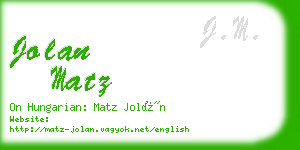 jolan matz business card